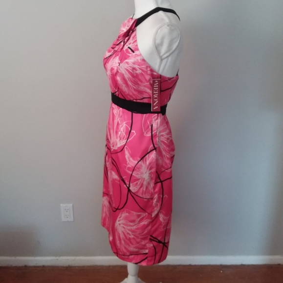 NWT Merona Pink and Black Halter Style Dress with Floral Design - Picture 8 of 13